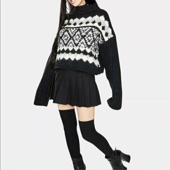 Free People Oversized Wool and Alpaca Fair Isle Turtleneck Sweater - Picture 1 of 13
